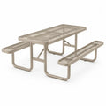 Garten Sitzgruppe Picknicktisch mit 2 Bänken 183 x 145 x 75 cm pulverbeschichteter Stahl Streckgitter rechteckig Beige
