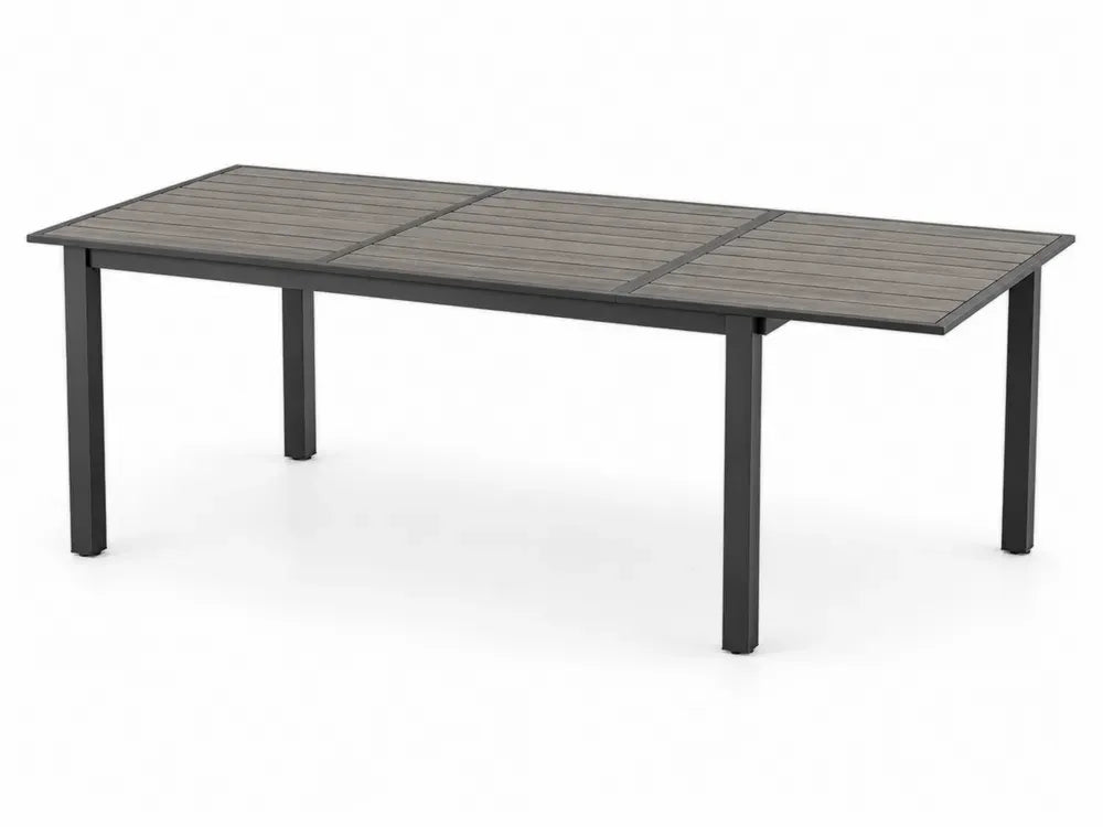Gartentisch rechteckig 220 x 100 x 75 cm Aluminiumrahmen WPC-Lamellen Grau-Braun Schwarz