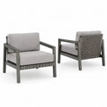 Garten Loungesessel 2er Set mit Kissen 78 x 80 x 72 cm Aluminiumrahmen Polyesterseil Polyestergewebe Grau Hellgrau Schwarz