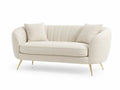 Zweisitzer-Sofa mit 2 Kissen vertikaler Steppung Metallbeinen 160 x 78 x 78 cm Polyestergewebe Creme Goldfarben