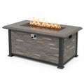 Gas-Feuertisch Gartentisch rechteckig 132 x 71 x 63 cm Edelstahlbrenner Magnesiumoxid-Verbundplatte Stahlrahmen Steinoptik Grau Beige Anthrazit Schwarz