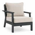 Gartensessel Loungesessel mit Armlehnen und Kissen 75 x 82 x 83 cm massives Akazienholz Polyestergewebe Schwarz Beige