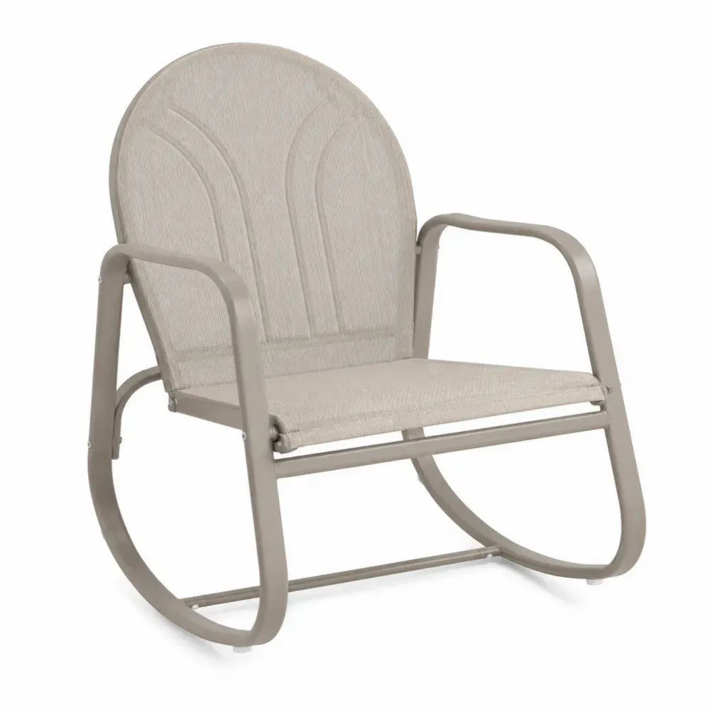 Garten Schaukelstuhl mit Armlehnen 73 x 86 x 94 cm Stahl PVC-beschichtetes Polyestergewebe Kufen Taupe Beige