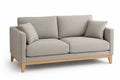 2-Sitzer Sofa mit 2 Sitzkissen 2 Rückenkissen und 2 Seitenkissen Polyestergewebe Hellgrau Kautschukbaum Massivholz Naturholz 170 x 85 x 86 cm