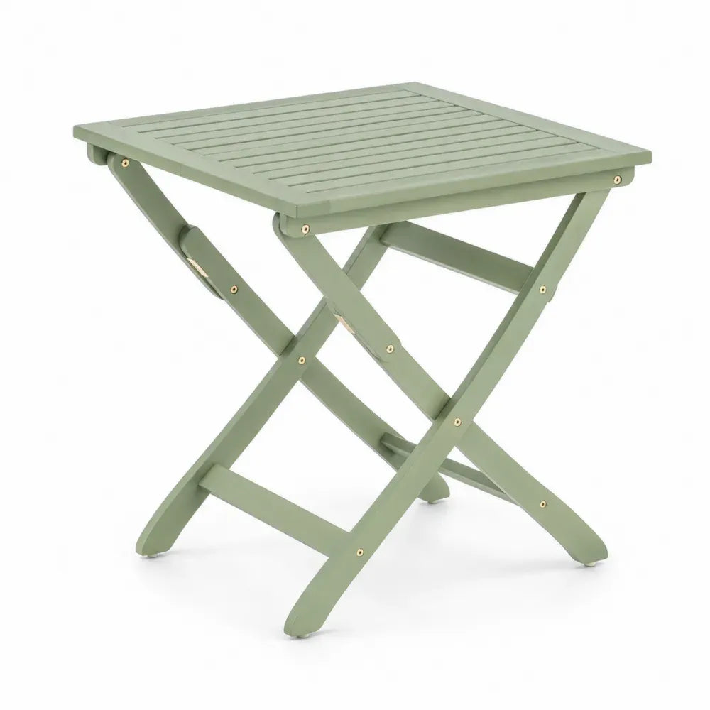 Klapptisch Gartentisch quadratisch 70 x 70 x 74 cm Akazienmassivholz Lamellen Salbeigrün