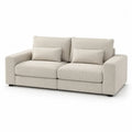 2-Sitzer Sofa mit Armlehnen 2 Rückenkissen 2 Lendenkissen Polyestergewebe Beige schwarze Füße 180 x 90 x 84 cm